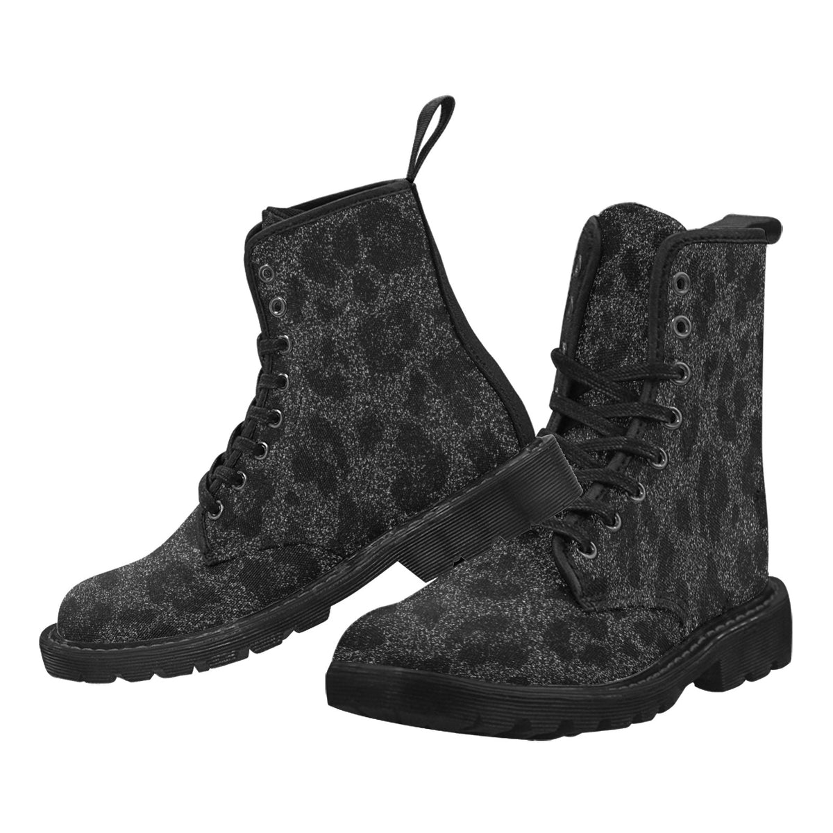 Women's Lace Up Silver Leopard Boots