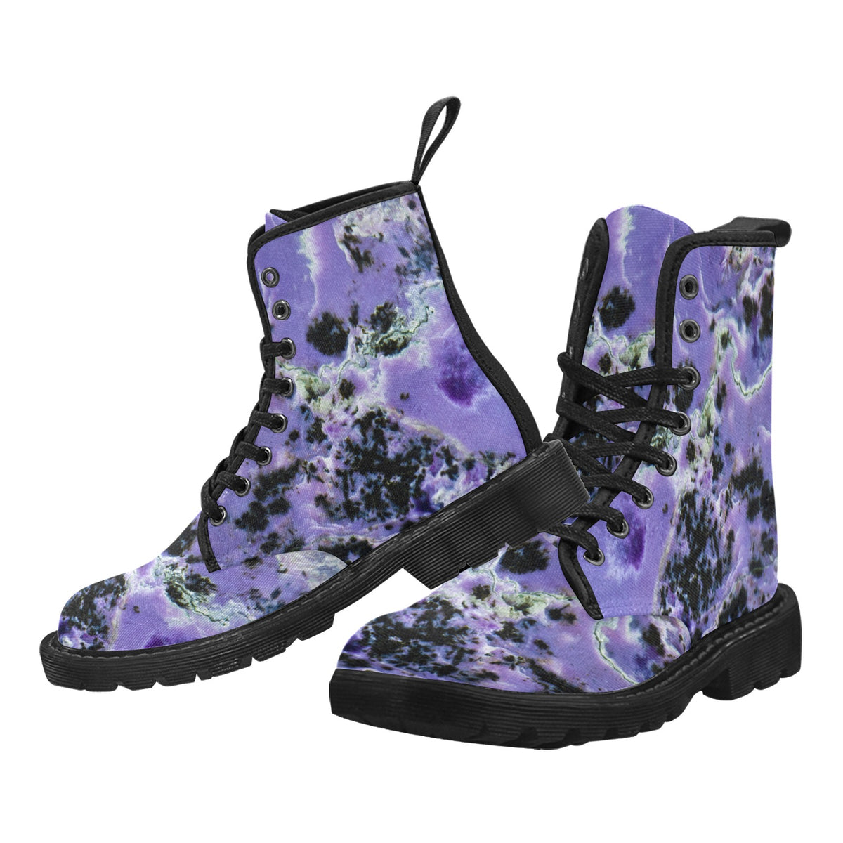 Women's Lace Up Canvas Boots - Charoite