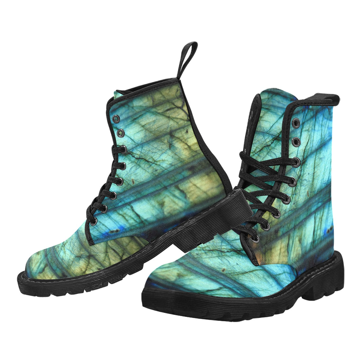 Women's Lace Up Canvas Boots - Labradorite