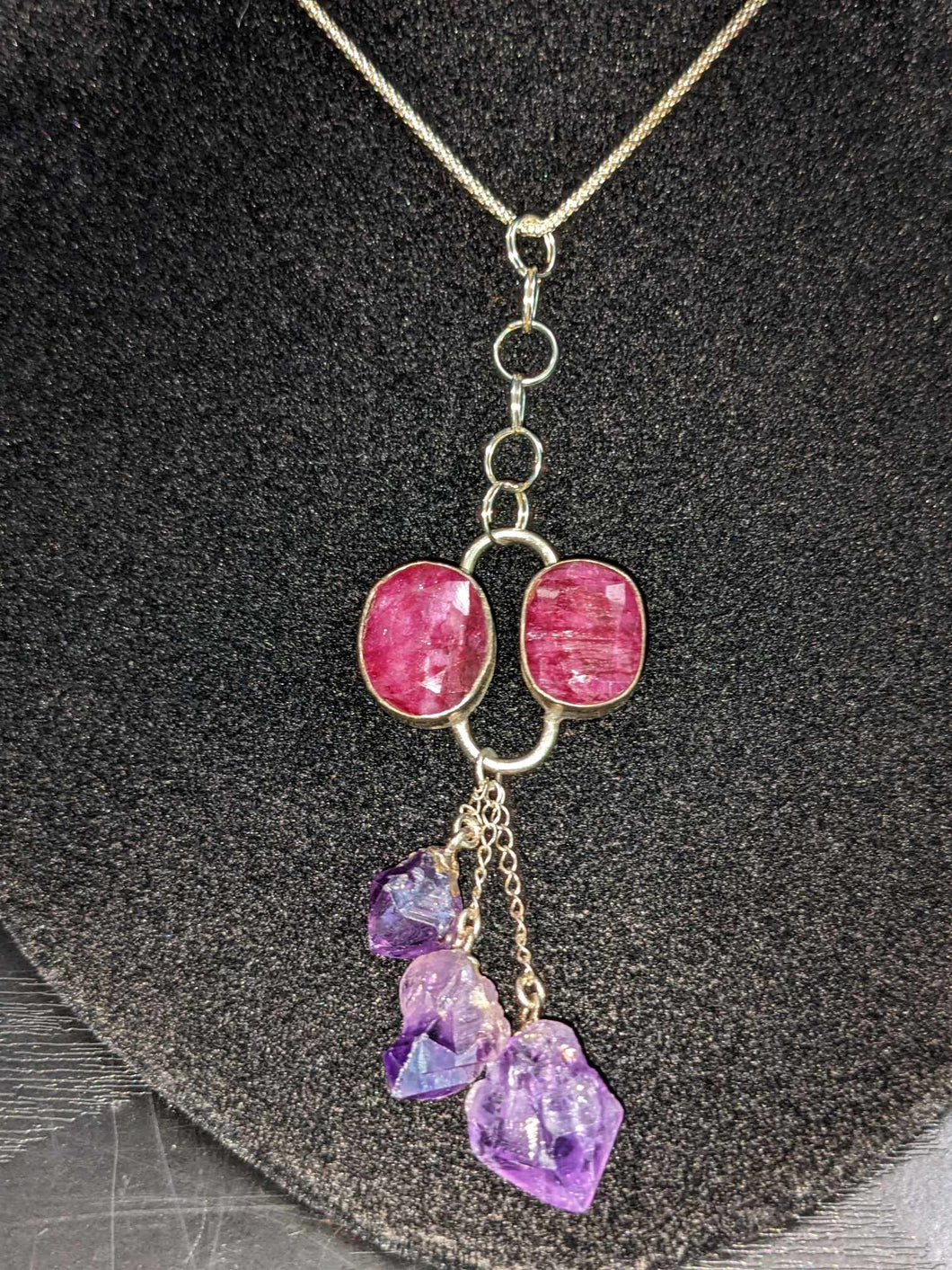 Anya - Sterling Silver, Ruby & Amethyst Necklace