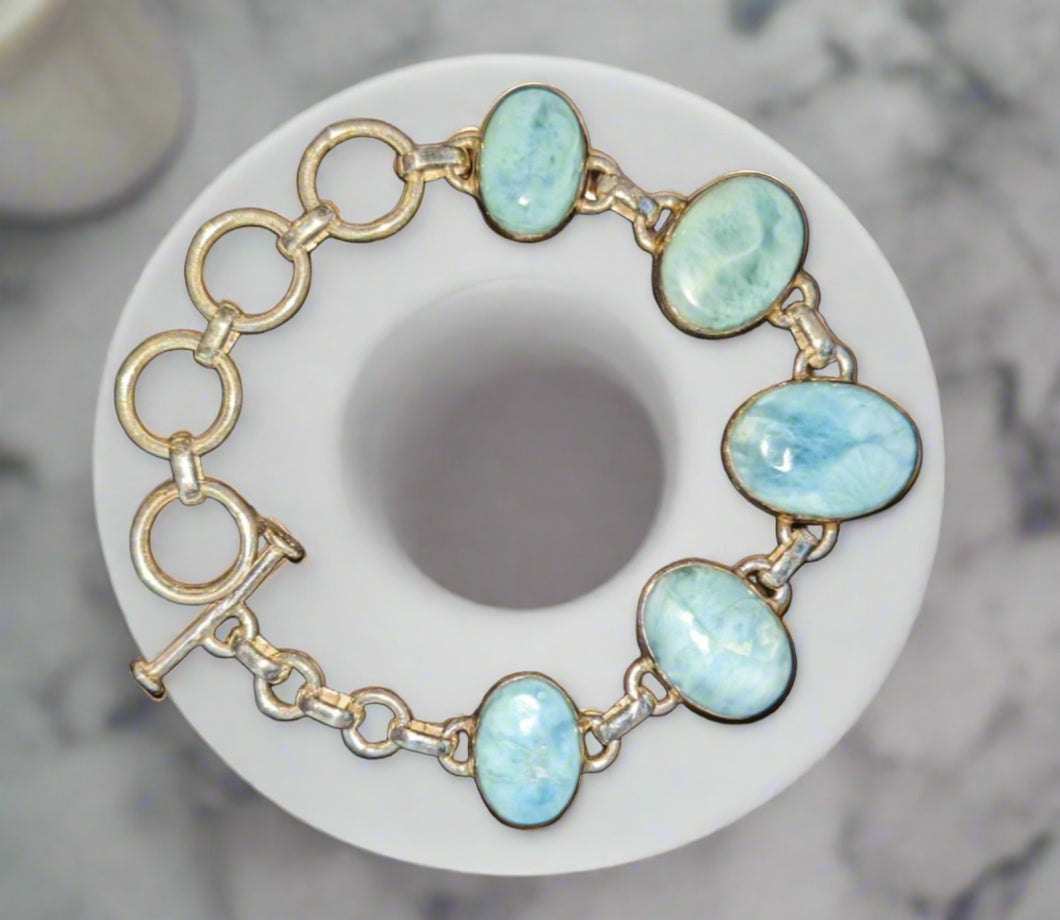 Alberta Sterling Silver Larimar Link Bracelet