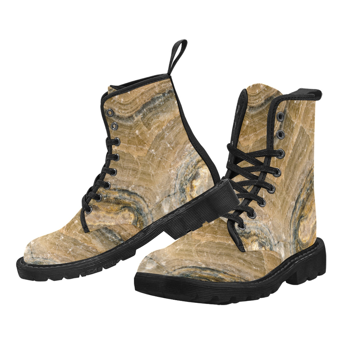 Women's Lace Up Canvas Boots - Petrified Wood