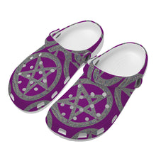 Robin Z Magenta & Silver Pentacle Crocs Clogs