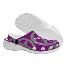 Robin Z Magenta & Silver Pentacle Crocs Clogs