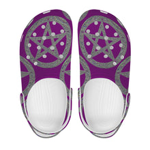 Robin Z Magenta & Silver Pentacle Crocs Clogs