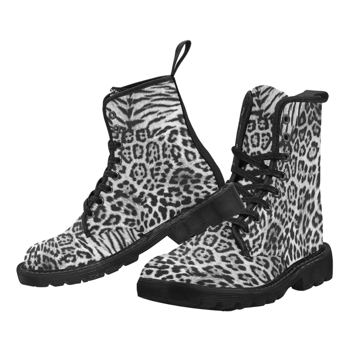 Women's Lace Up Snow Leopard Zebra Boots