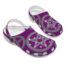 Robin Z Magenta & Silver Pentacle Crocs Clogs