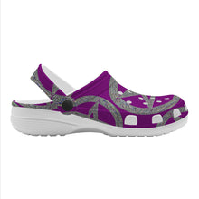 Robin Z Magenta & Silver Pentacle Crocs Clogs