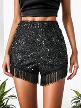 Fringe Sequin Mid-Rise Waist Shorts