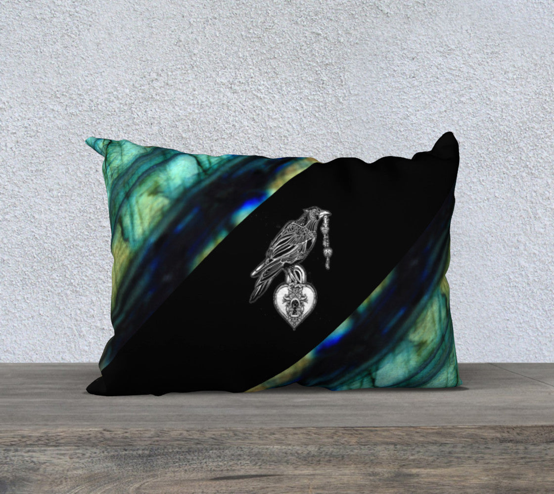 Robin Zendayah Environmental Alchemy Pillow Case - Labradorite Raven