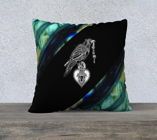 Robin Zendayah Environmental Alchemy Pillow Case - Labradorite Raven