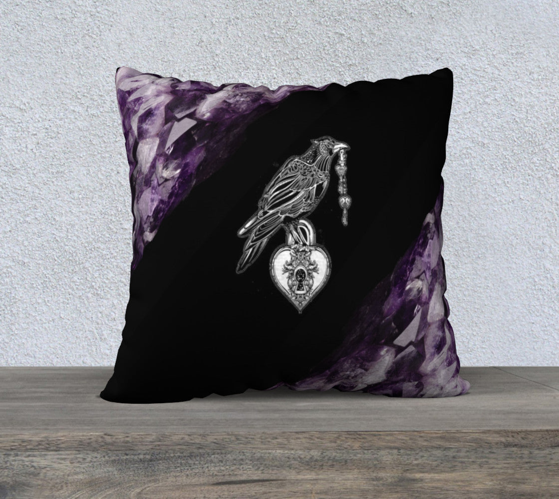 Robin Zendayah Environmental Alchemy Pillow Case - Amethyst Raven